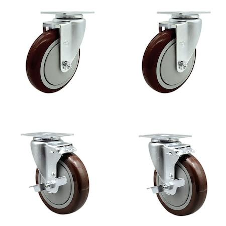 Service Caster Cooking Performance 369CASTER4 5'' Replacement Caster Set with Brakes, 4PK COO-SCC-20S514-PPUB-MRN-TPU1-2-TLB-2